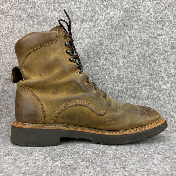 ✅Justin Original Brown Leather Work-boots Soft-Toe EH J-Max 440 Mens 12D USA - Picture 9 of 12